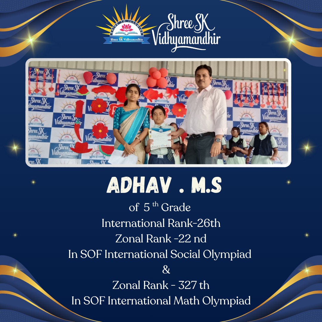 Adhav M.S — International Rank 26, SOF International Social & Mathematics Olympiads