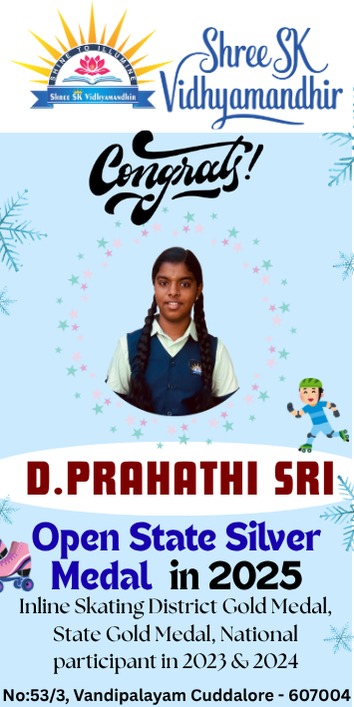 D. Prahathi Sri — Open State Silver Medal, Inline Skating